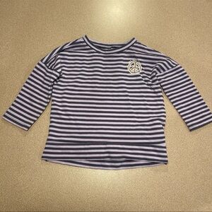 Old Navy Striped Long Sleeve Shirt with Peace Sign 18-24 months